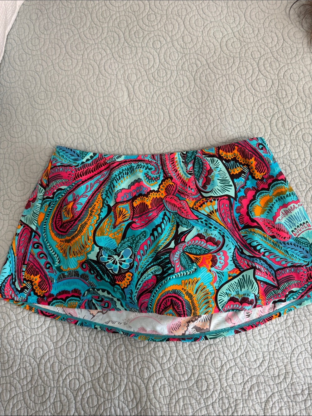 Sunsets Vibrant Paisley Print Swim Skort - Turquoise Multi size 14